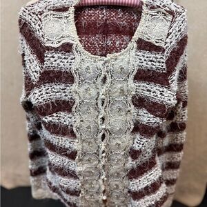 Bugatchi Burgundy and Cream Cardigan